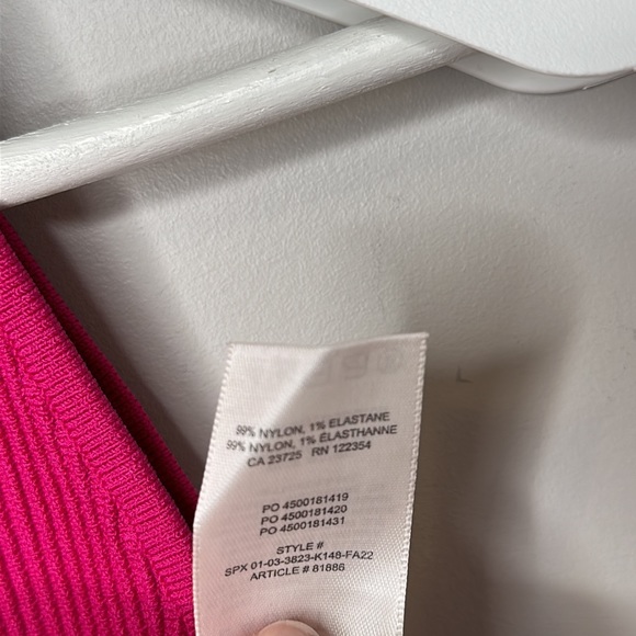 Aritzia Babaton Hot Pink Sculpt Knit Mockneck Halter Crop Top - Picture 7 of 14